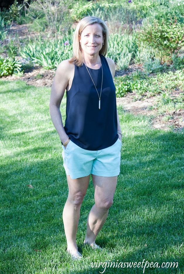 Stitch Fix Review May 2018 - Collective Concepts Edaline Back Detail Top and Level 99 Cindie Linen Short