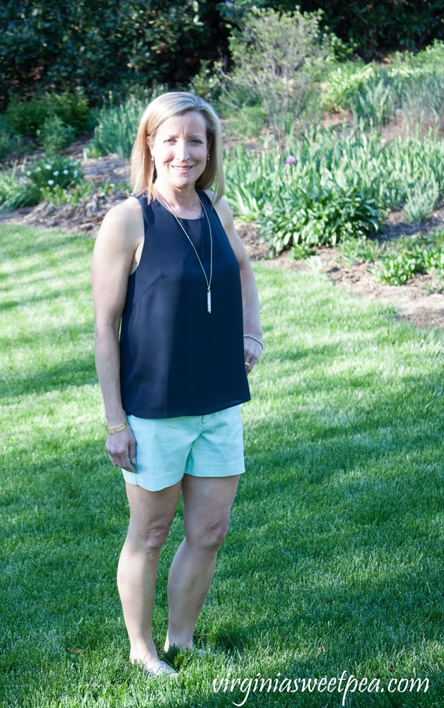 Stitch Fix Review May 2018 - Collective Concepts Edaline Back Detail Top and Level 99 Cindie Linen Short