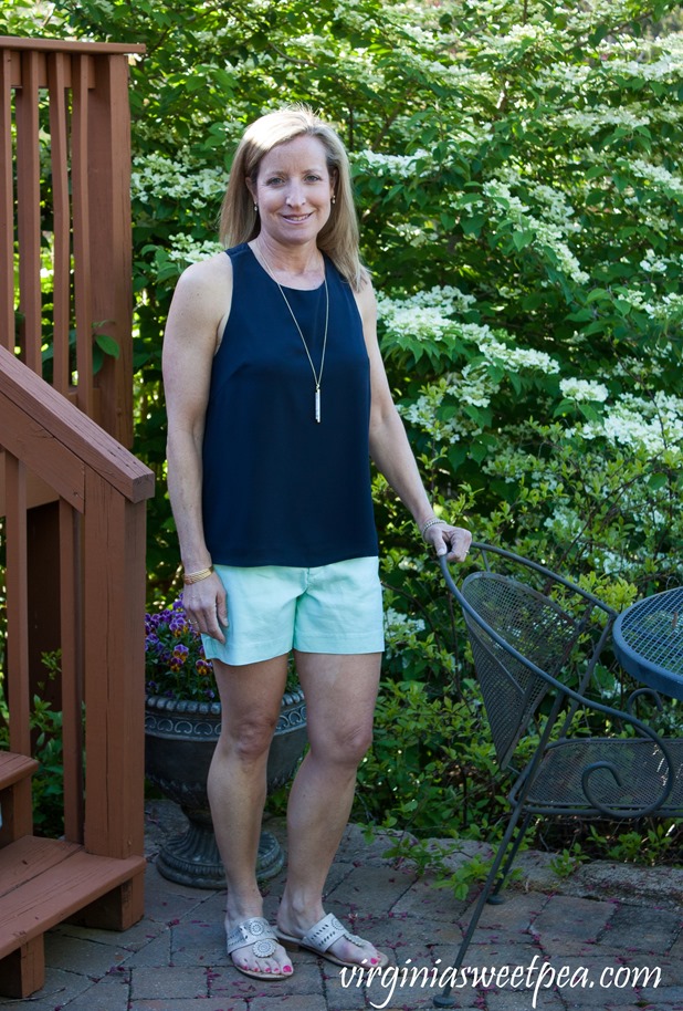 Stitch Fix Review May 2018 - Collective Concepts Edaline Back Detail Top and Level 99 Cindie Linen Short