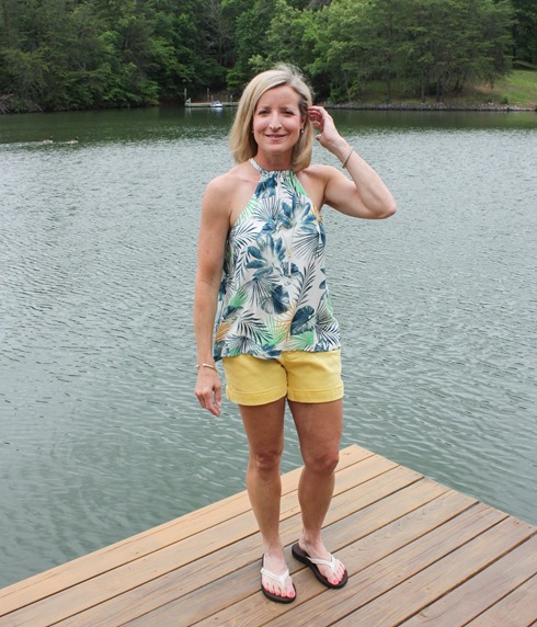 Stitch Fix Review for June 2018 - Crescent Madee Halter Top with Dear John Finnegan Cuffed Short #stitchfix #stitchfixsummer #stitchfixstyle #fashionover40 