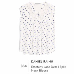Daniel Rainn - Estefany Lace Detail Split Neck Blouse
