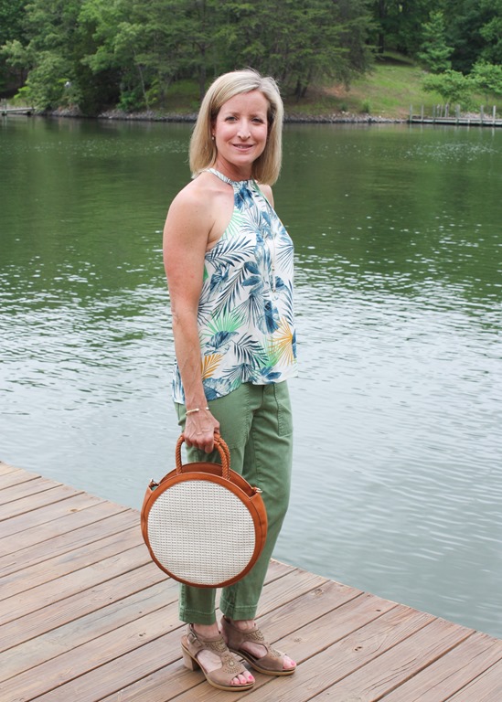 Stitch Fix Review for June 2018 - Sole Society Handbags - Nikole Circle Crossbody worn with Crescent Madee Halter Top and Lila Ryan Kati Chino Cargo Straight Leg Pant. #stitchfix #stitchfixsummer #stitchfixstyle #summerfashion #fashionover40