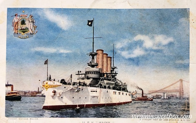 1907 Jamestown Exposition Postcard - USS Maine - #jametown #jamestownexposition #1907 #antiquepostcard #ussmaine