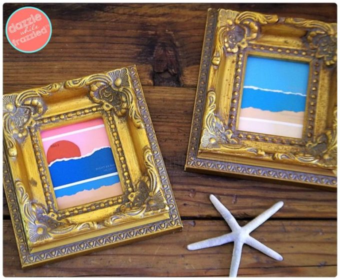 DIY Paint Chip Beach Art - Best of the Best Coastal DIY Decor Round-up. Get over a dozen coastal project decor ideas that you can make for your home. #coastal #coastaldecor #coastaldiy
