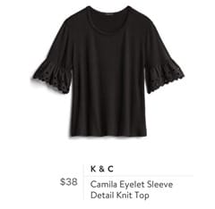 K&C Camila Eyelet Sleeve Detail Knit Top