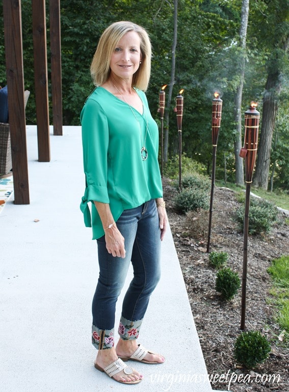 with Driftwood Britt Embroidered Cuff Scissor Cut Hem Straight Leg Jean #stitchfix #stitchfixreview #fashionover40