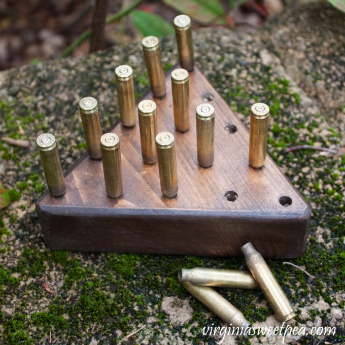 DIY Peg Game with Brass Casings - Learn how to make this game to play with your family or to give as a gift. #diy #woodworking #diygame #diygift #groomsmangift