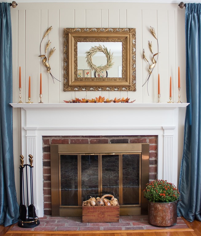 Traditional Fall Mantel with Vintage Charm 