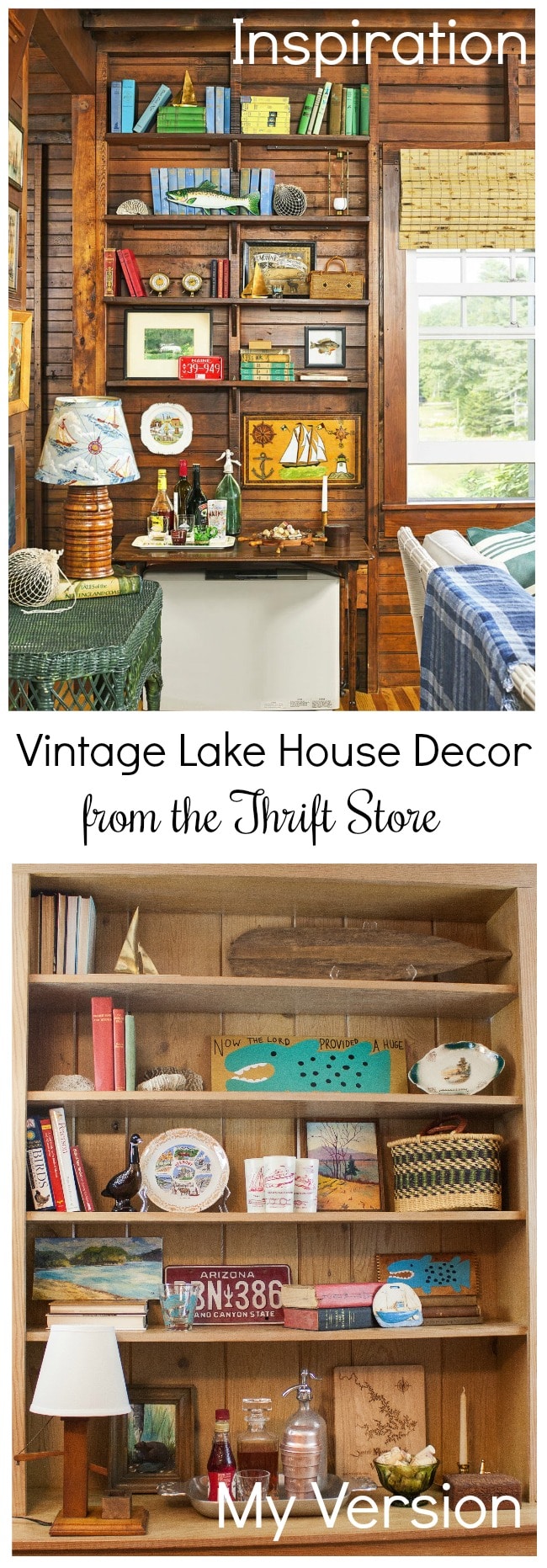 Vintage Lake House Decor from the Thrift Store - Learn how to shop thrift stores to get a desired look for less. #vintage #vintagedecor #thriftthelook