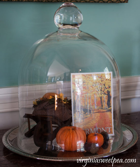 Fall cloche with Vermont postcard