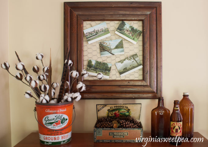 Vintage Fall in the Family Room - Fall vignette featuring vintage.