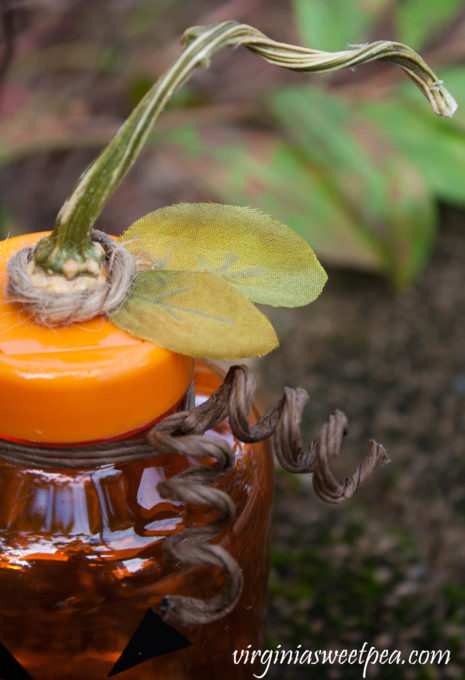 Jack-o-Lantern made using an orange medicine bottle