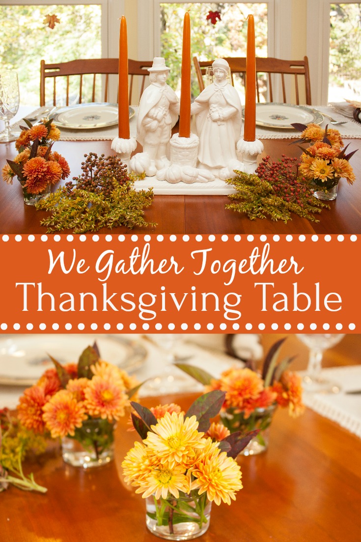 We Gather Together Thanksgiving Table - Get ideas for setting your Thanksgiving table from 20+ bloggers. #thanksgiving #thanksgivingtablescape #tablescape