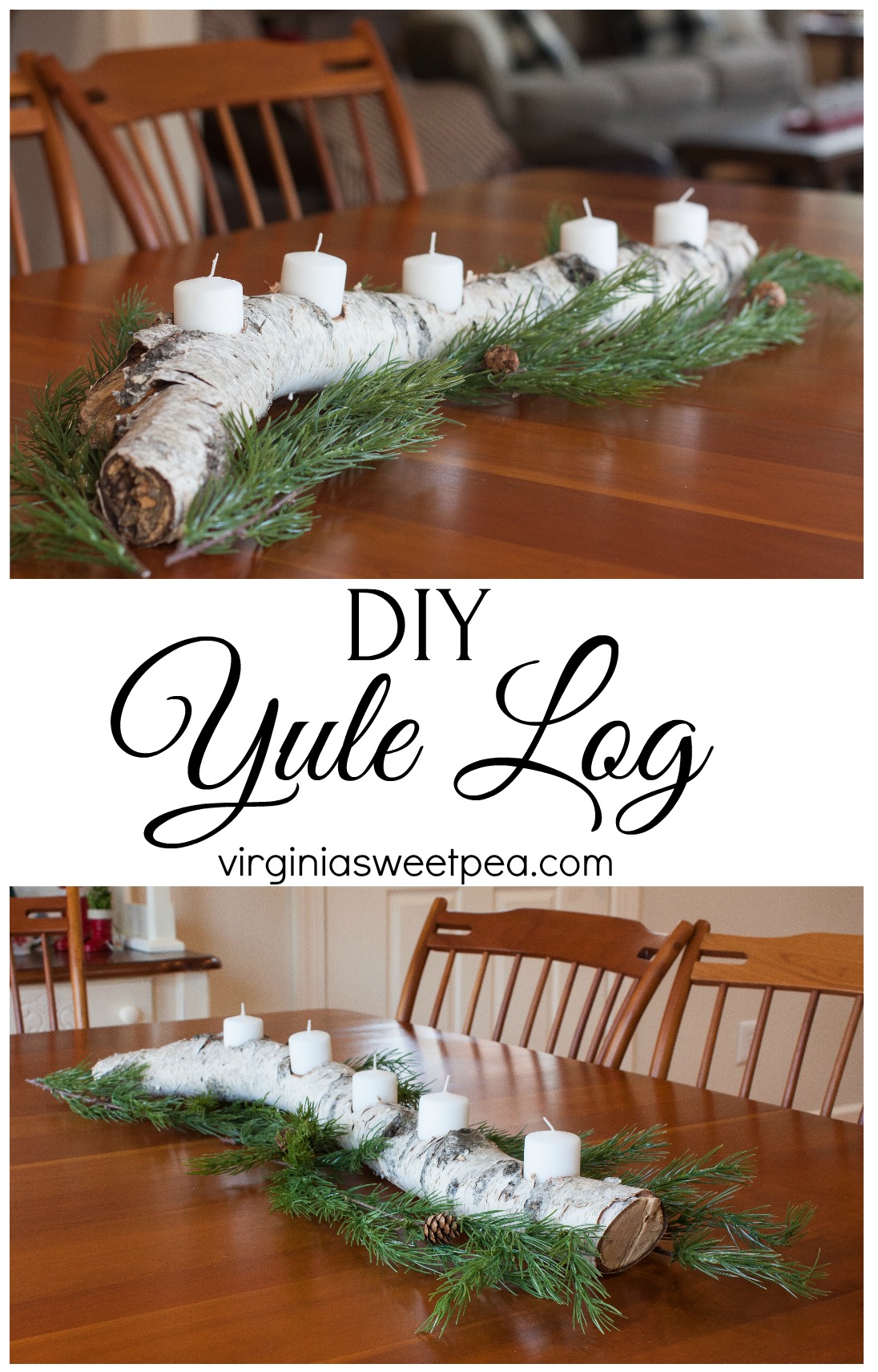 DIY Yule Log - Learn how to make a yule log to use for winter decor in your home by following this step-by-step tutorial. #diy #woodworking #diyproject #yulelog