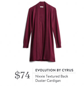  EVOLUTION BY CYRUS Nixxie Textured Back Duster Cardigan