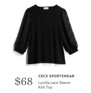 Cece Sportswear Lucillia Lace Sleeve Knit Top