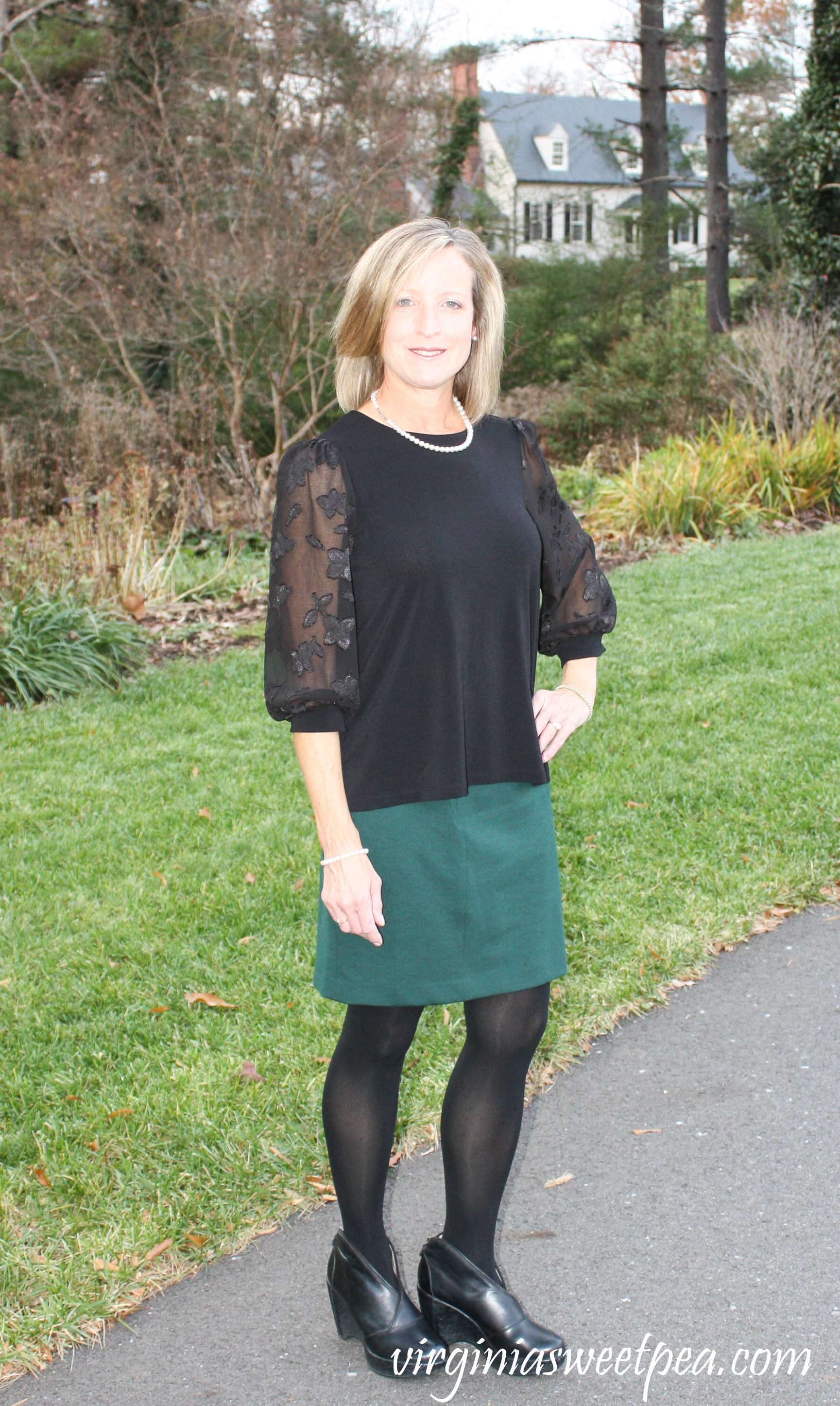 Stitch Fix Review for December 2018 - CECE SPORTSWEAR Lucillia Lace Sleeve Knit Top