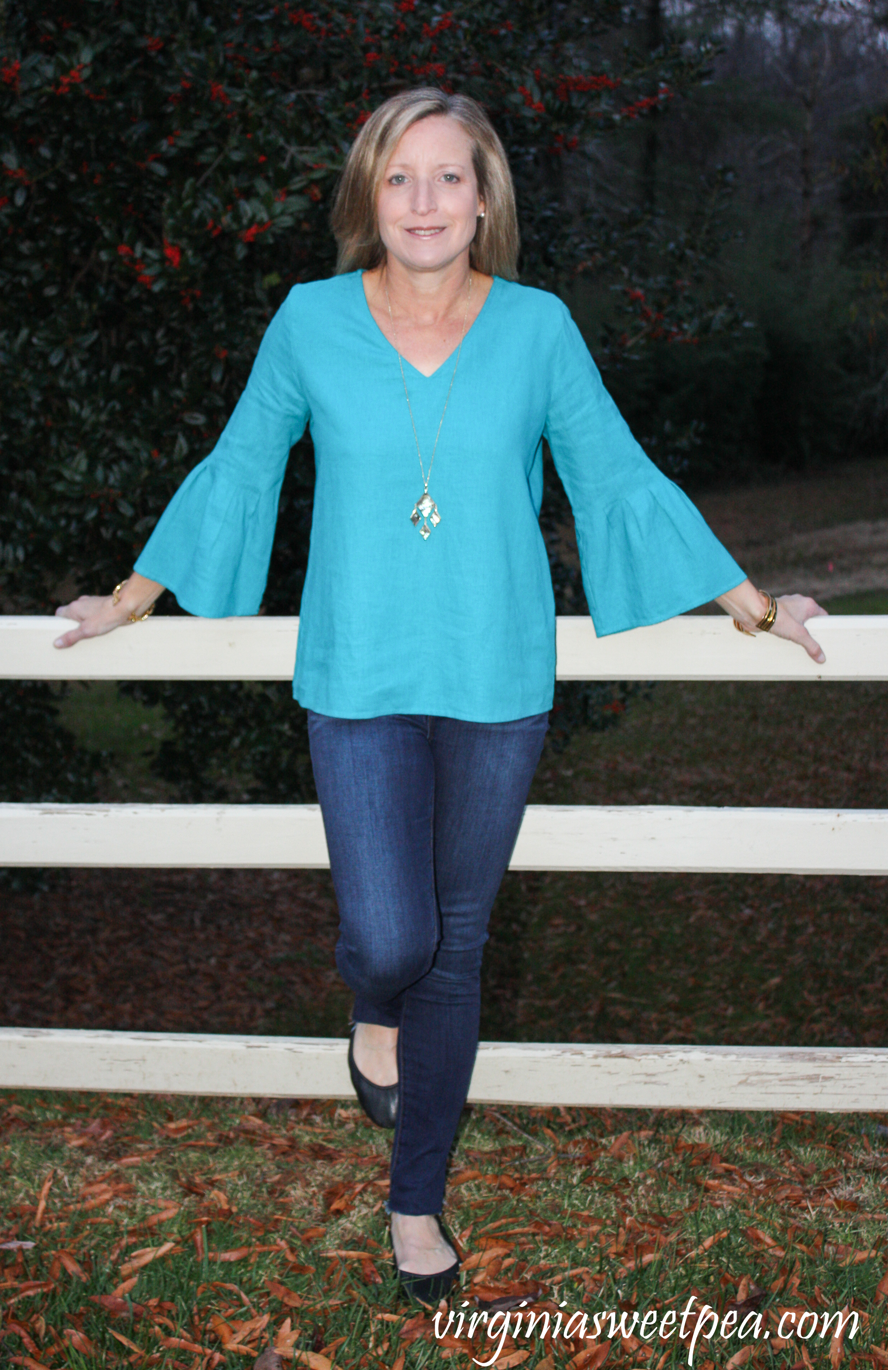 Stitch Fix Review for December 2018 - Market & Spruce Ashlea Pleated Bell Sleeve Linen Top