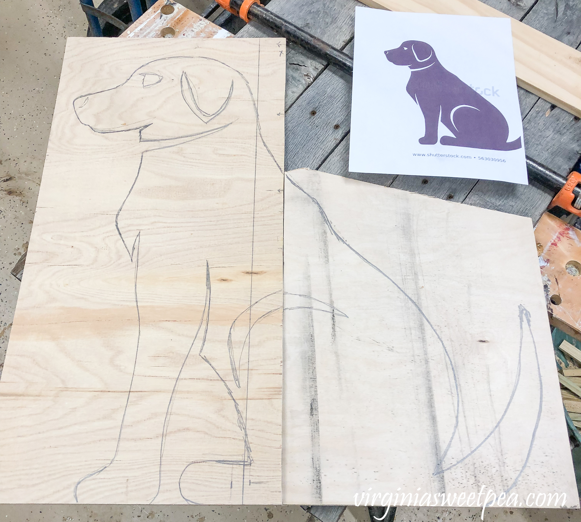 Instructions to make a decorative dog to hang or display using pallet wood.