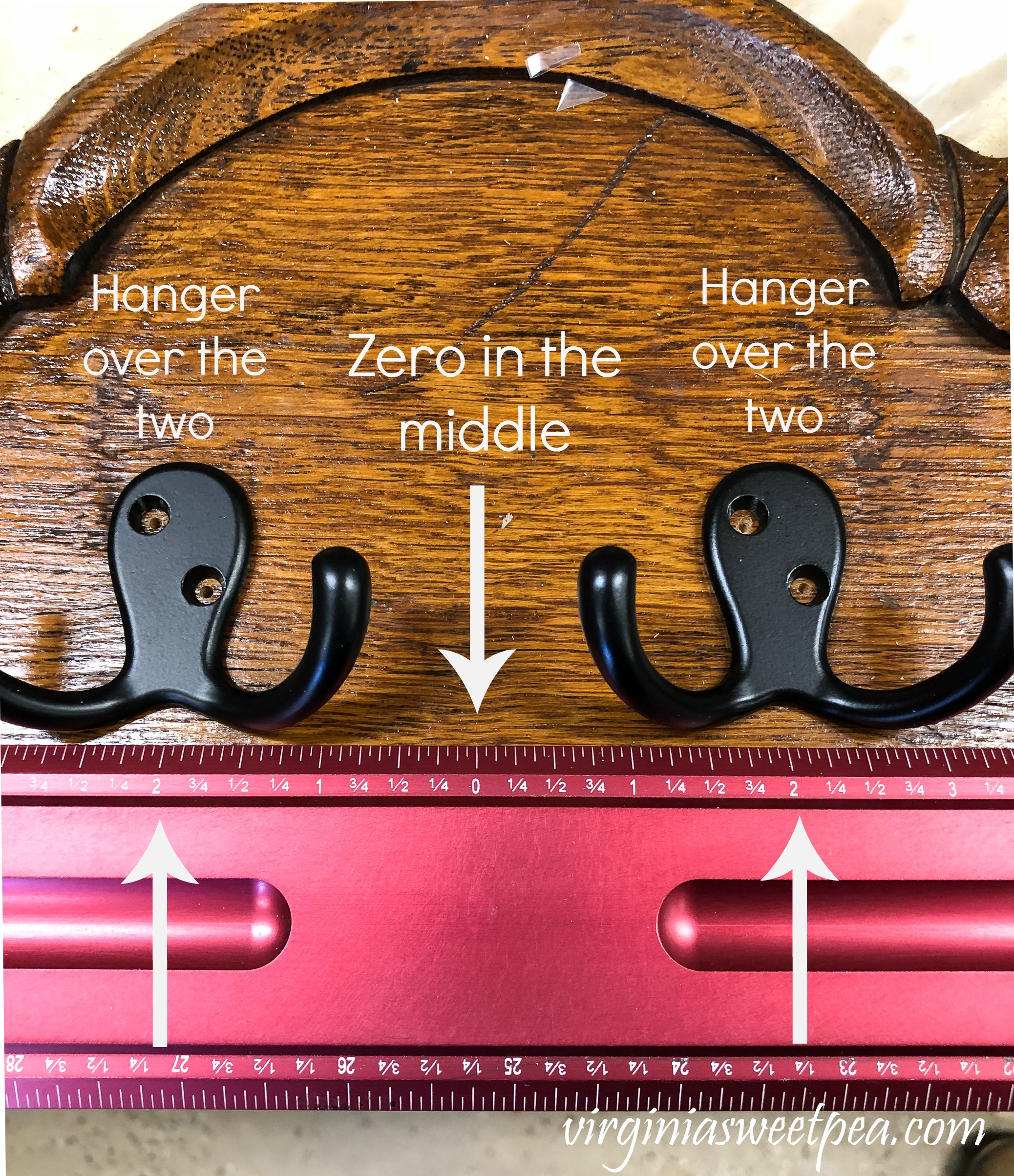 How to Use a Center Rule to Center Hooks on a DIY Jewelry Organizer