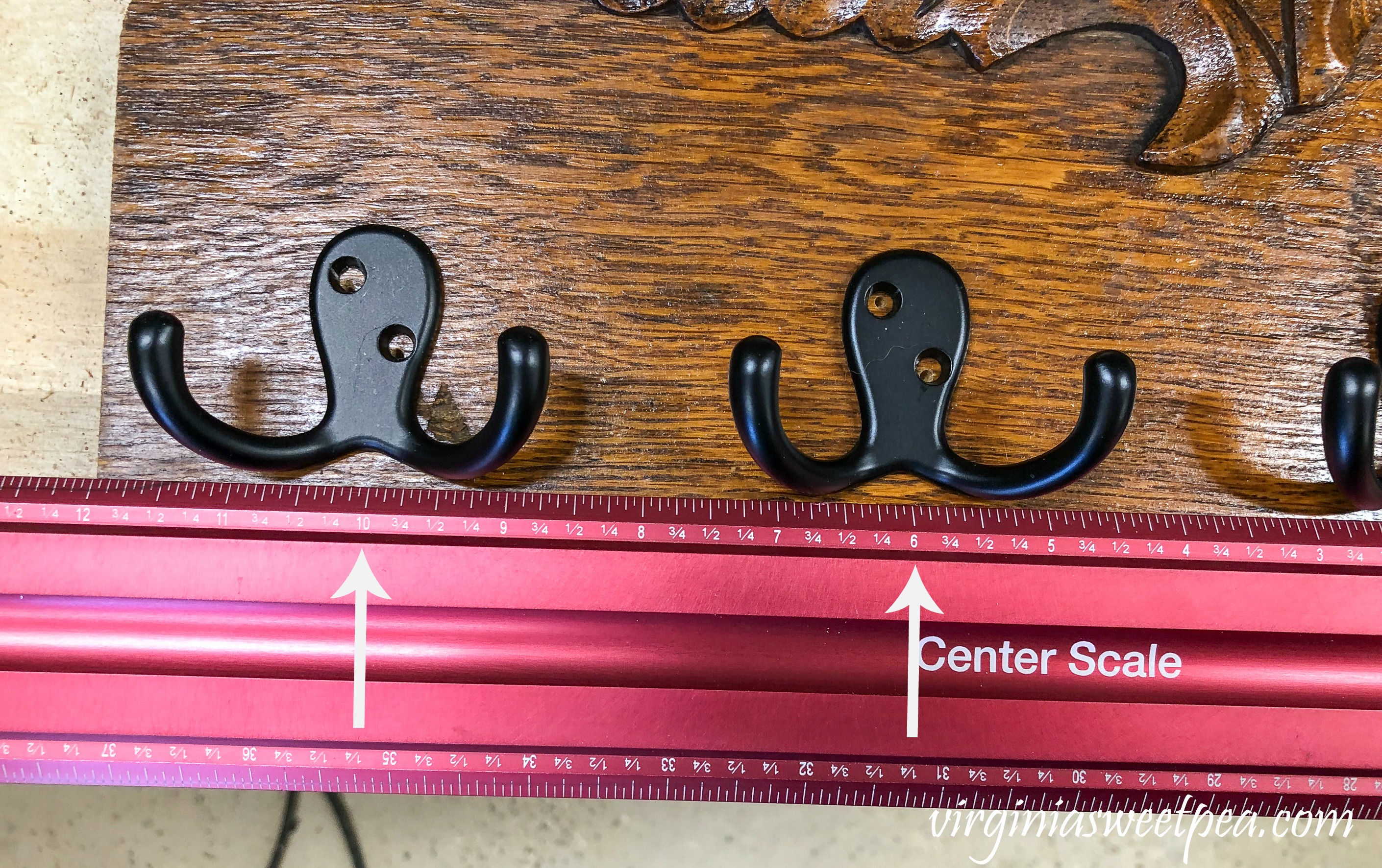 How to Use a Center Rule to Center Hooks on a DIY Jewelry Organizer