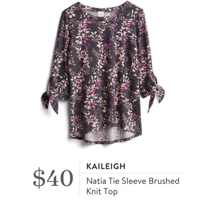 Kaileigh Natia Tie Sleeve Brushed Knit Top