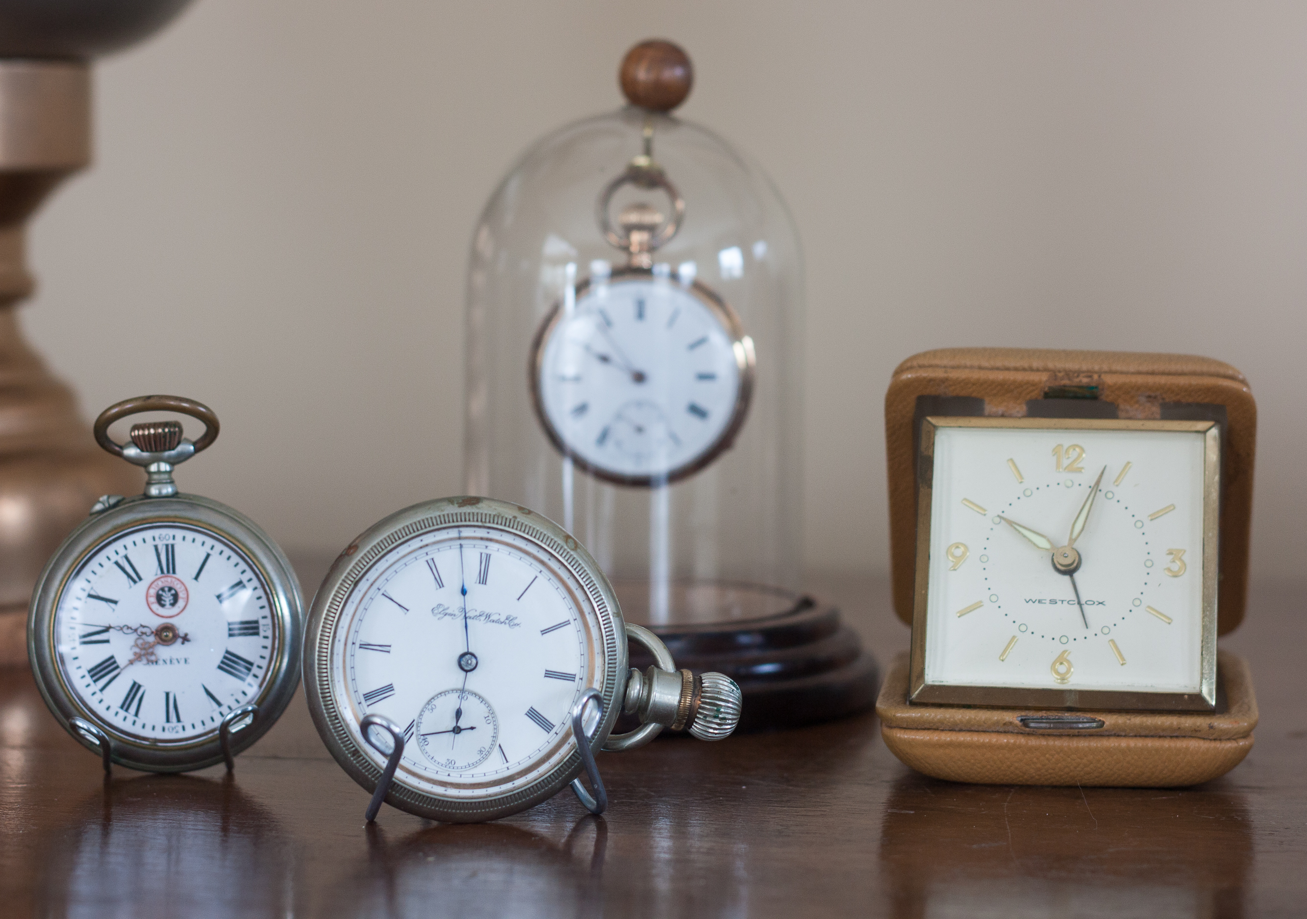 Antique and Vintage Pocket Watches and a Travel Alarm Clock #vintage #vintagepocketwatch #vintageclock