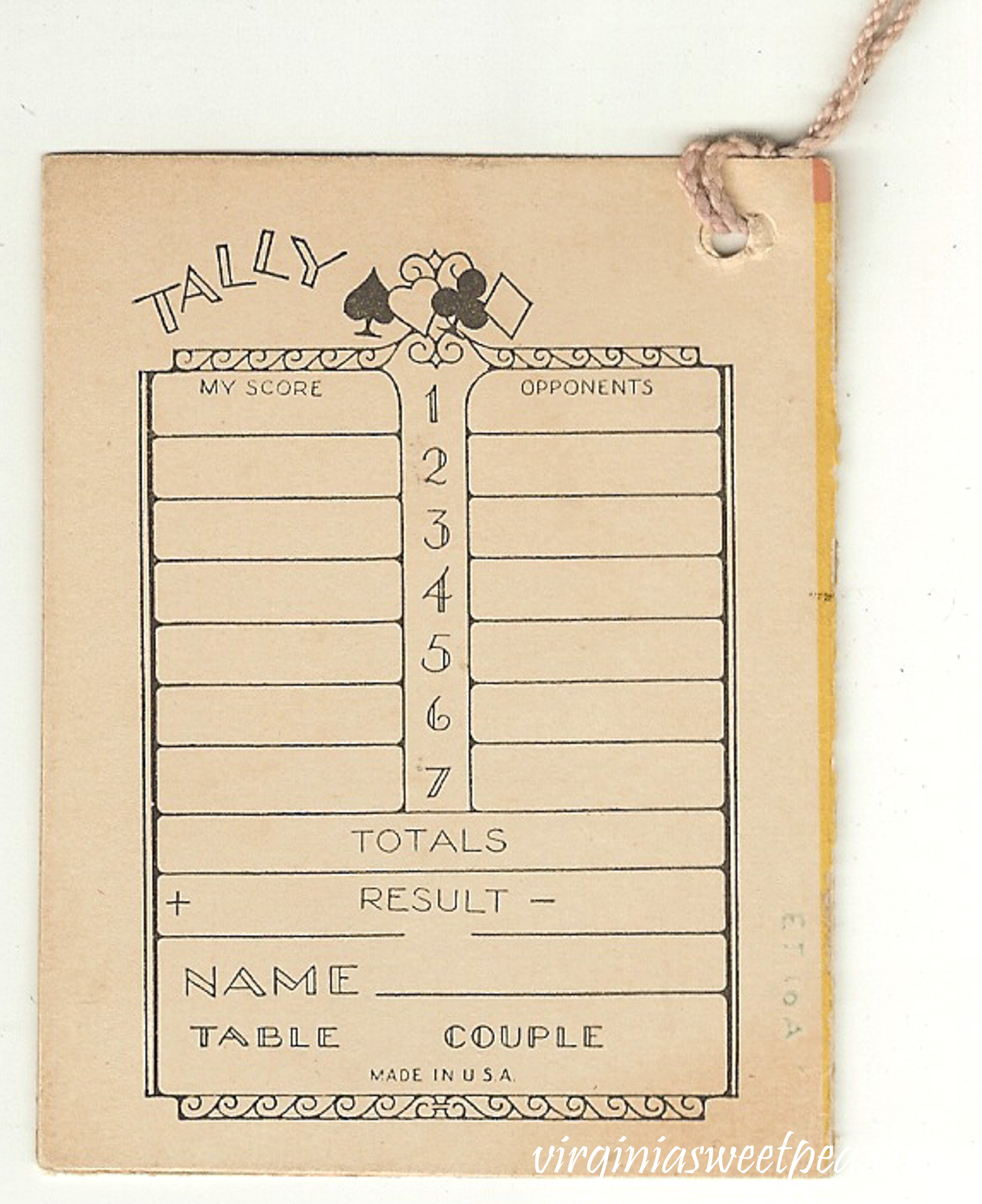 Vintage Bridge Tally Card #vintage #artdeco #bridge #bridgetallycard #vintagebridgetally