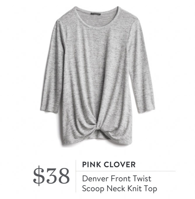 Pink Clover Denver Front Twist Scoop Neck Knit Top