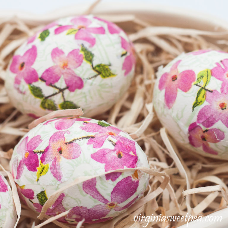 Decoupaged Floral Easter Eggs