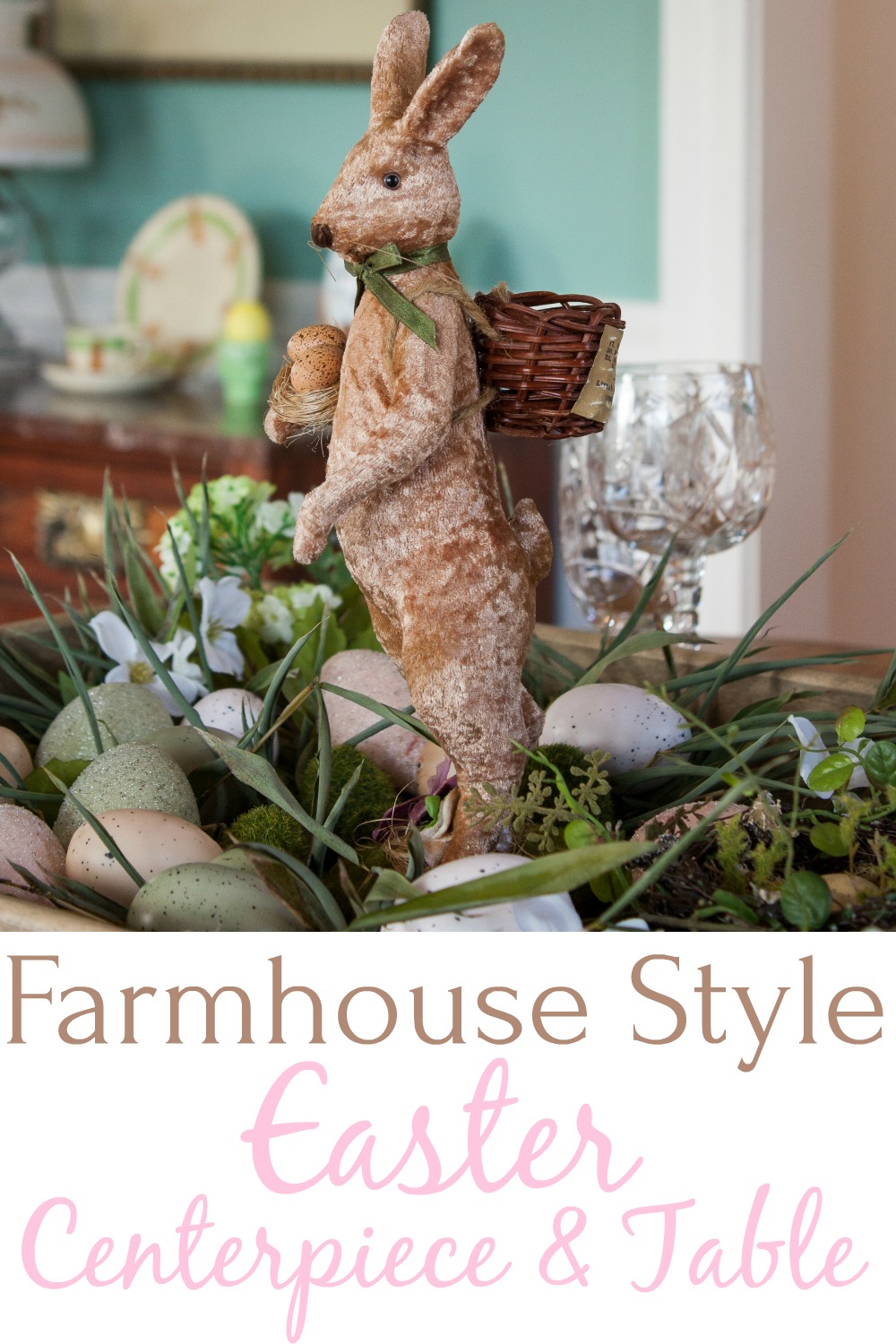 Farmhouse Style Easter Centerpiece and Table Sweet Pea