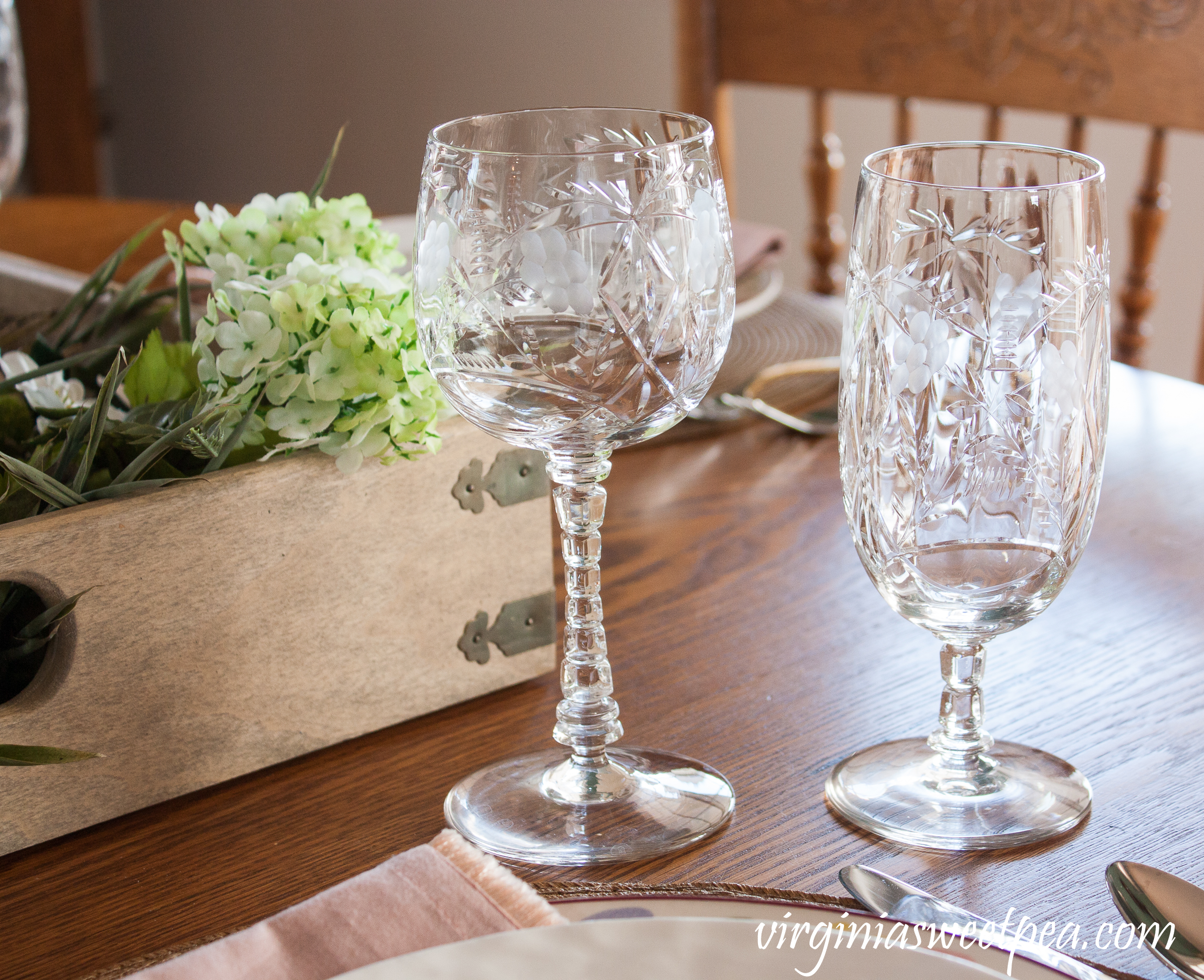 Antique Crystal used on an Easter Tablescape