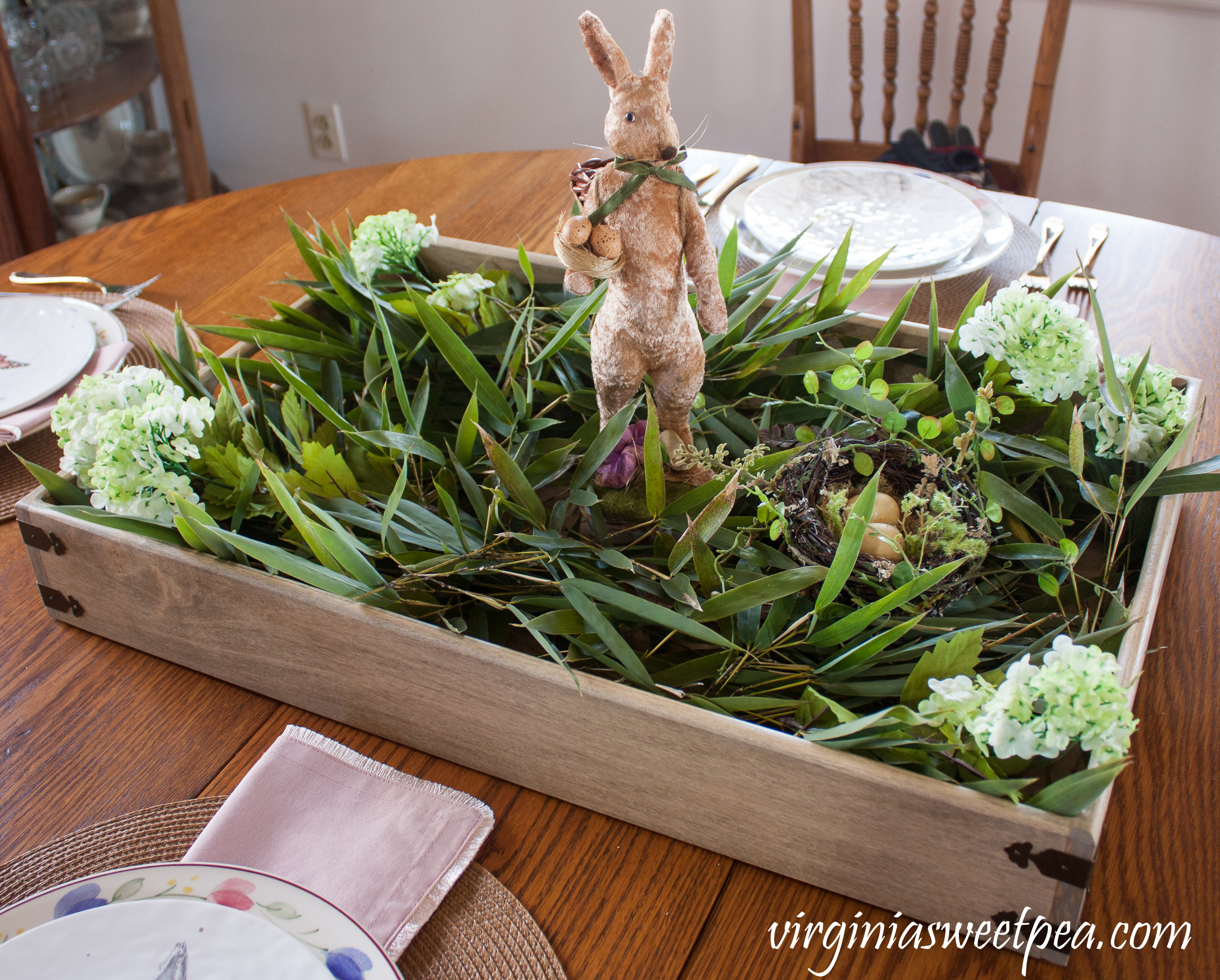 Step-by-step tutorial for making a farmhouse style Easter centerpiece