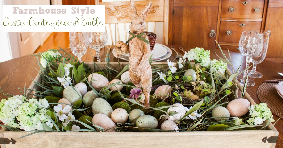 Farmhouse Style Easter Centerpiece and Table - Sweet Pea