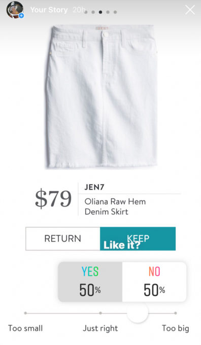 Instagram opinion of a Stitch Fix Jen7 Oliana Raw Hem Denim Skirt