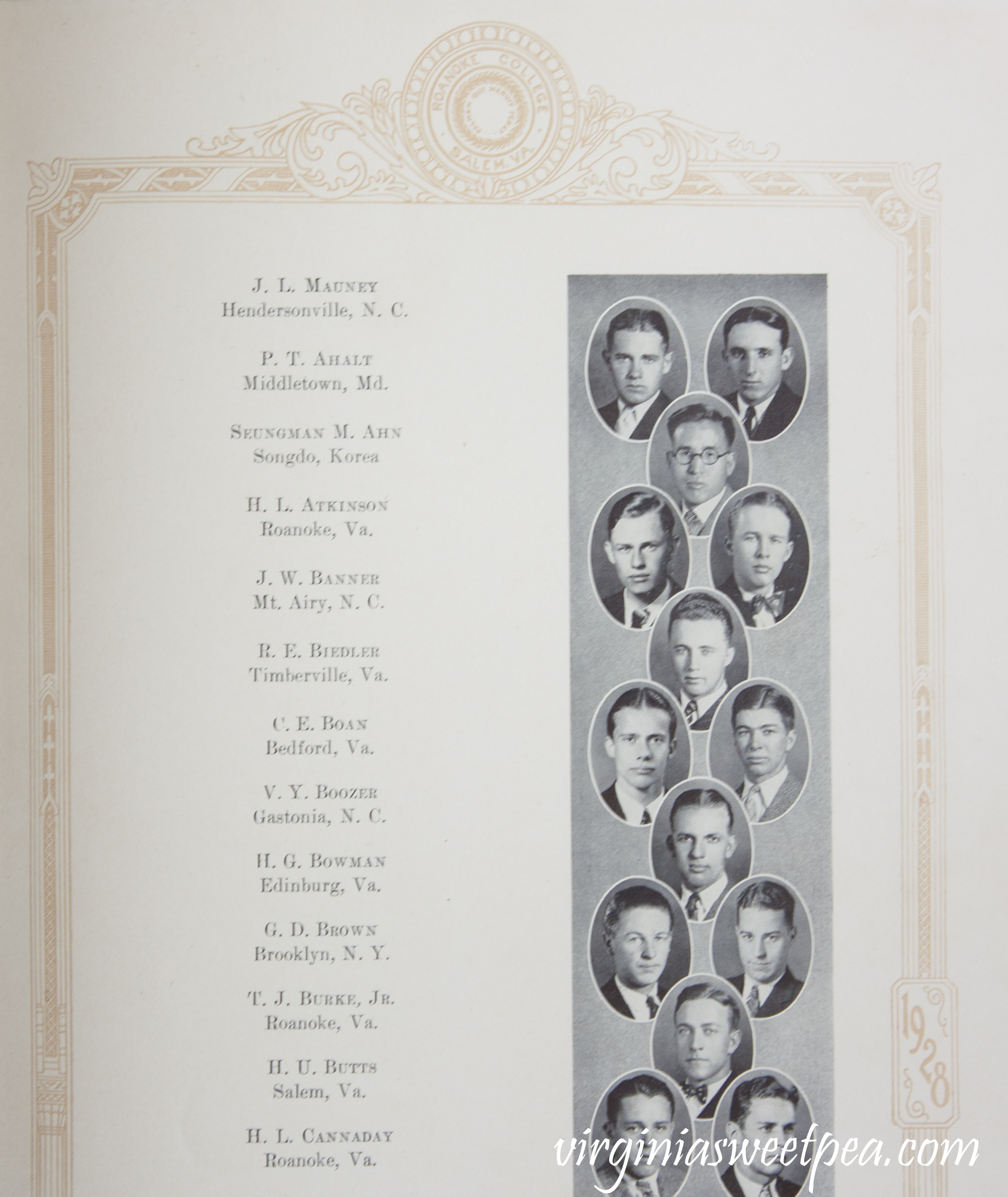 Paul E. Ahalt in 1928 Roanoke College Yearbook