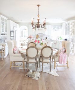 French style farmhouse kitchen styled for spring