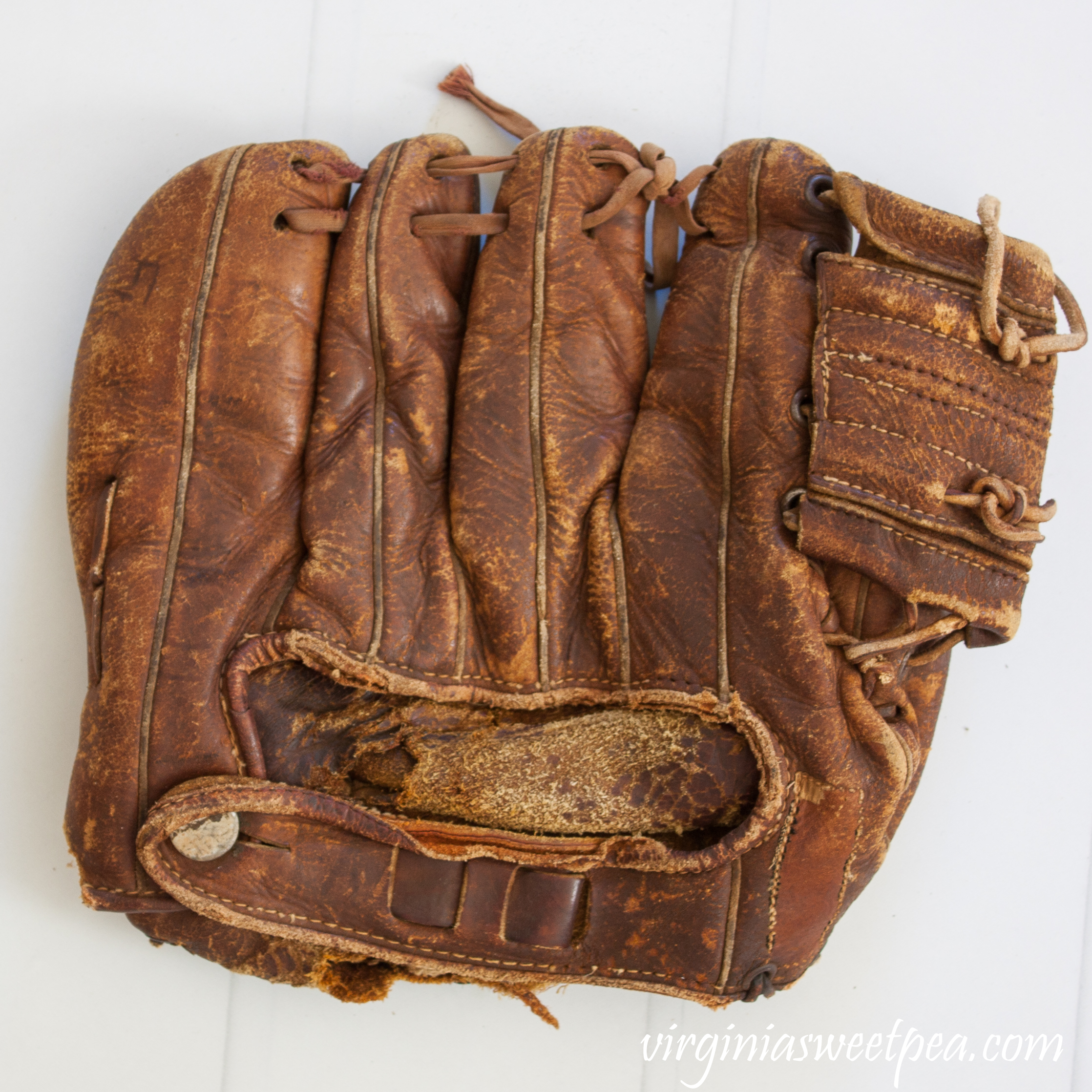 Glove old baseball Repurposed Vintage