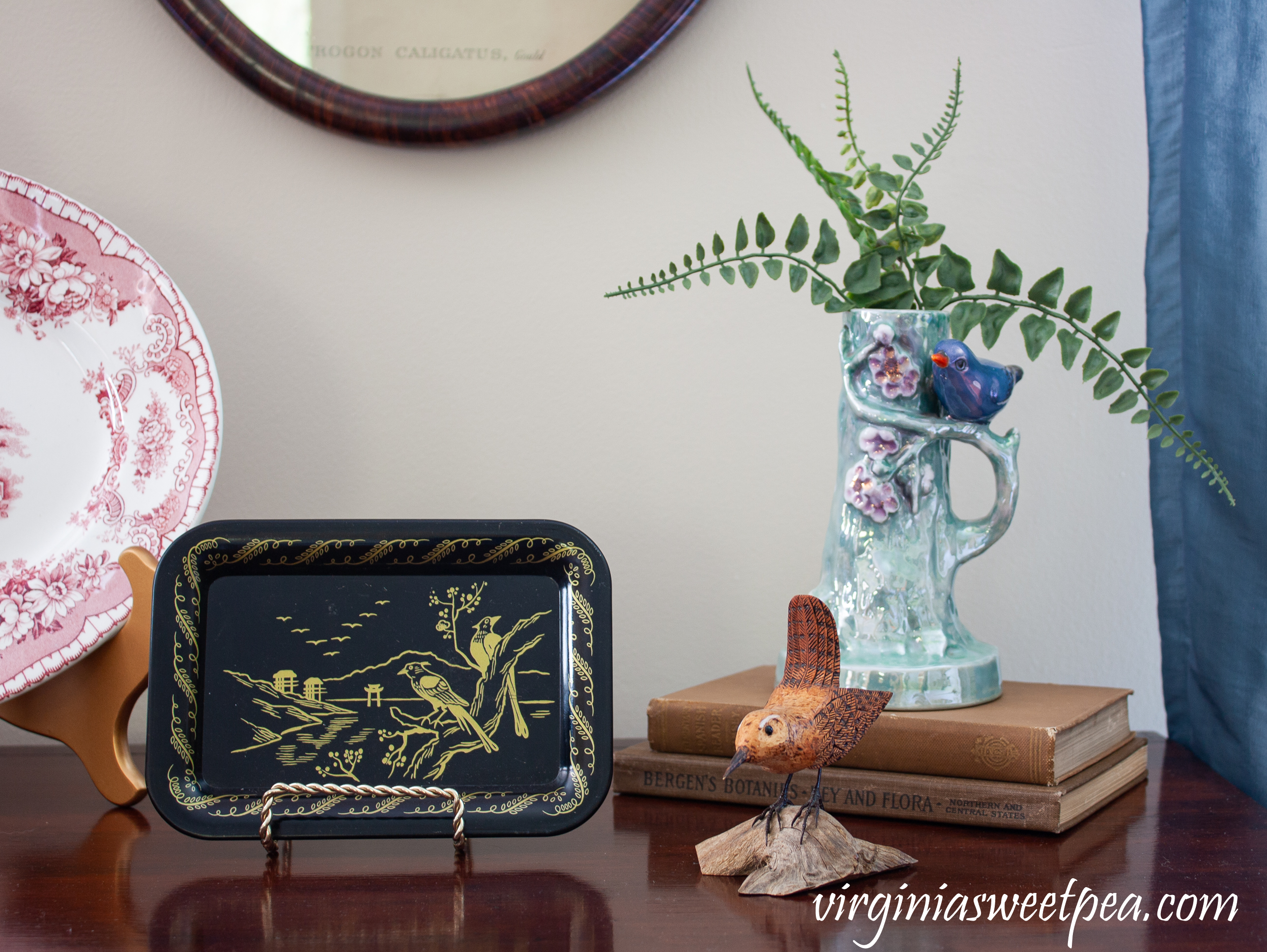 Summer Decorating with Vintage - Vintage Bird Vignette