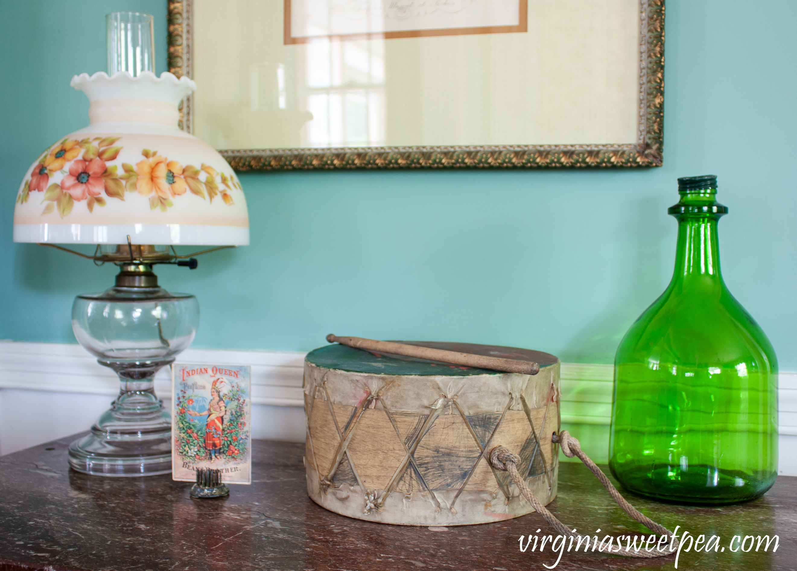 Summer Decorating with Vintage - Indian themed summer vignette