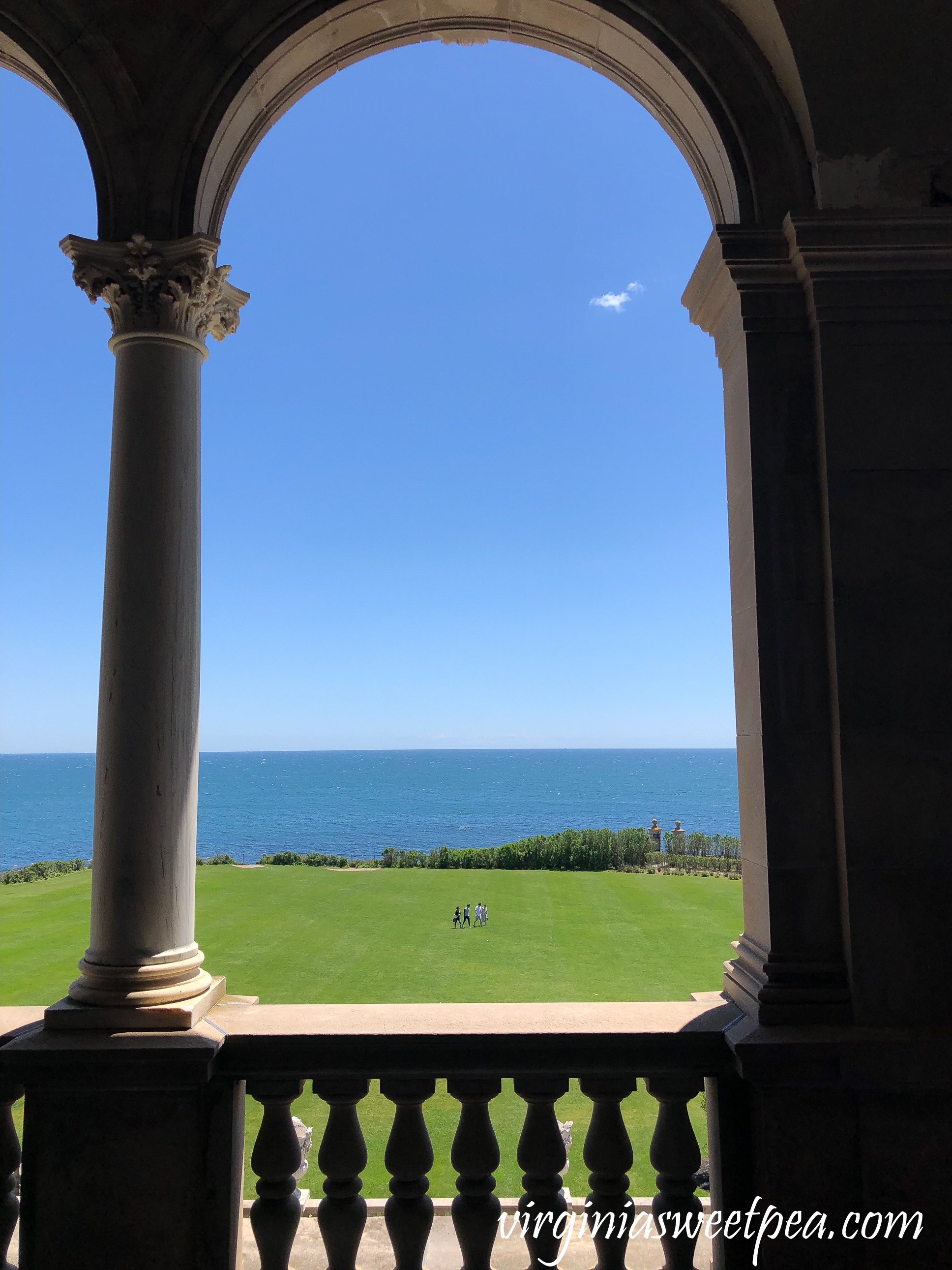 View of the ocean from the upper loggia at The Breakers in Newport, RI