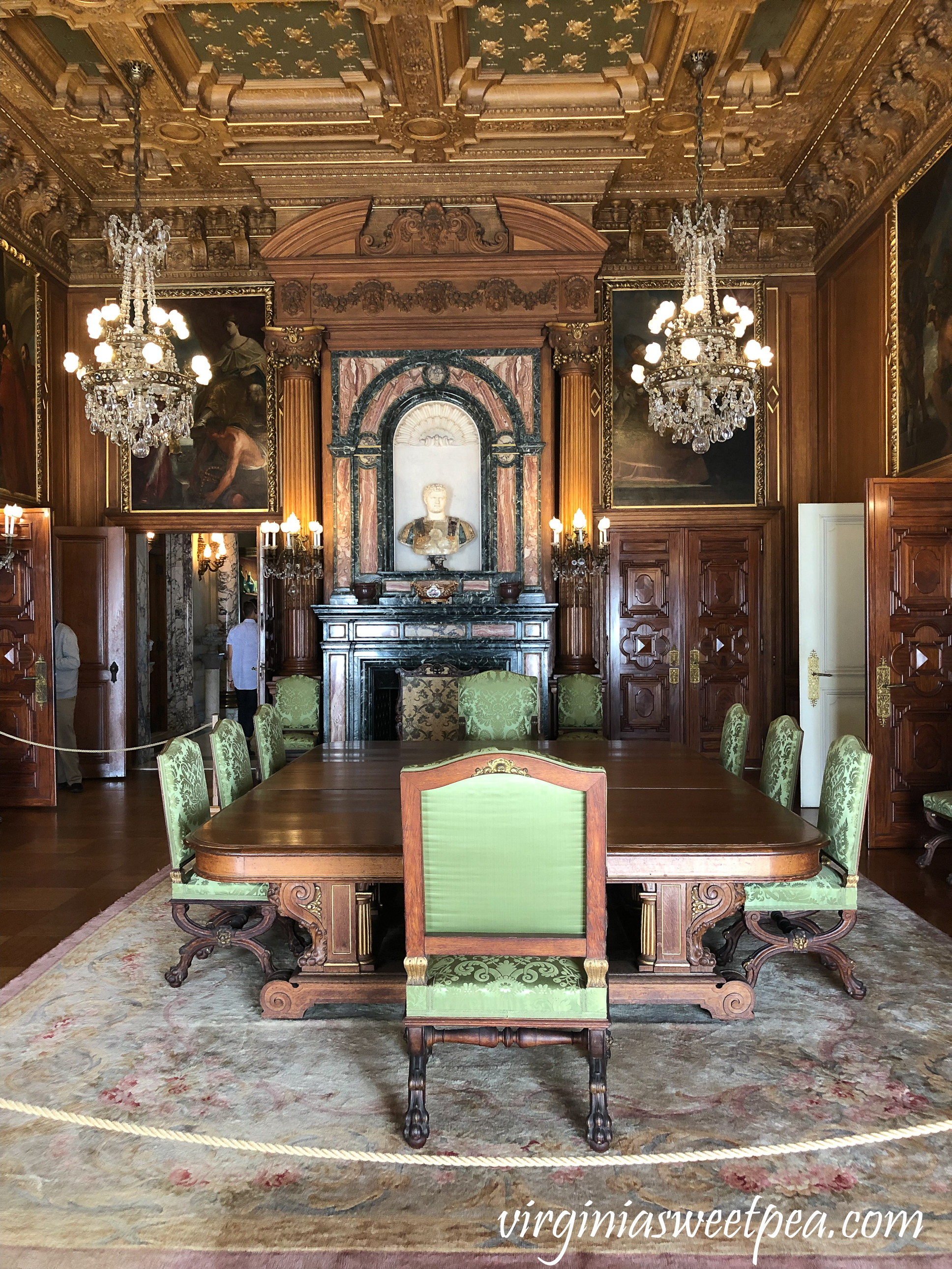 The dining room in The Elms in Newport, RI