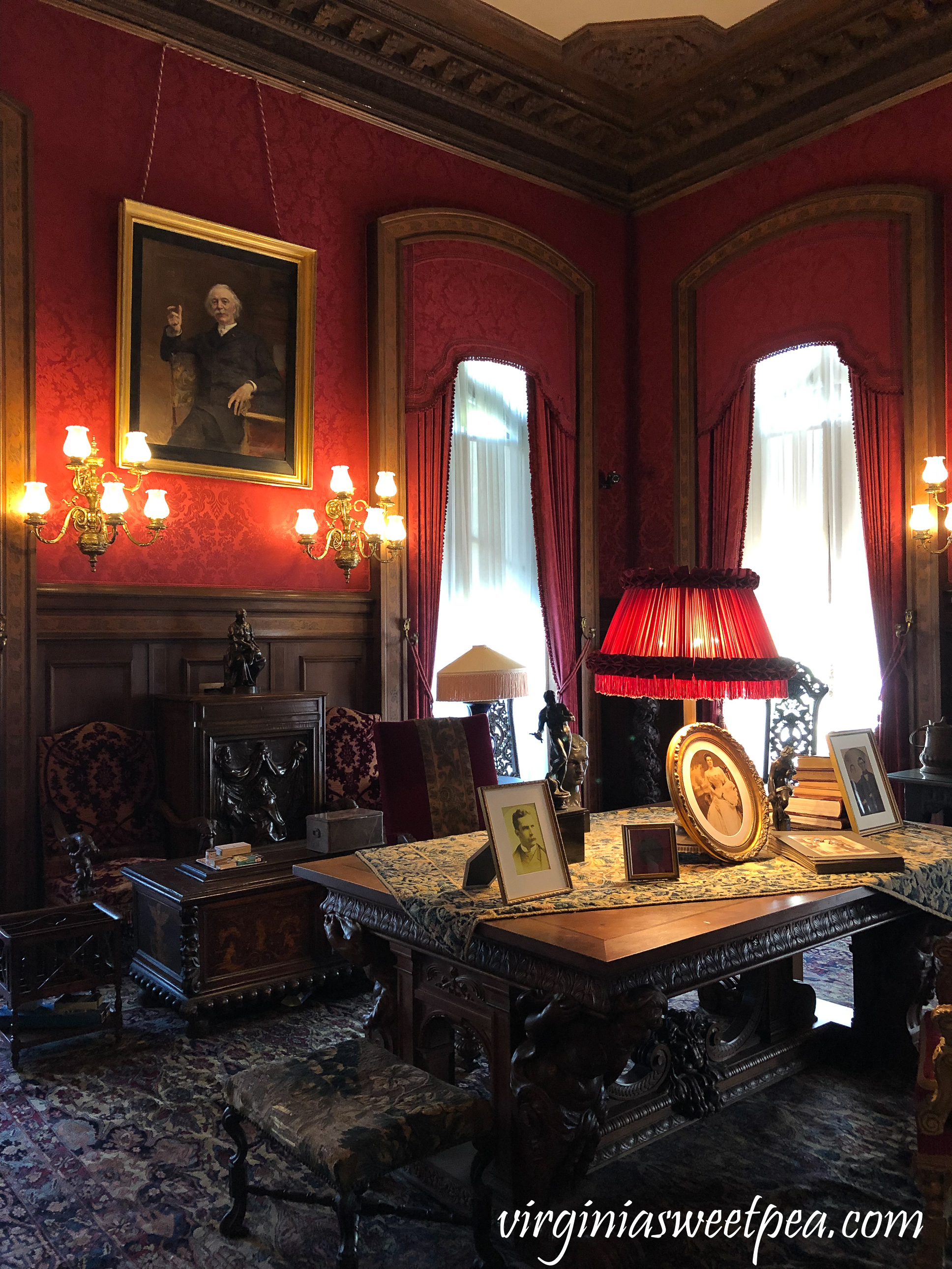 The library in The Elms in Newport, RI