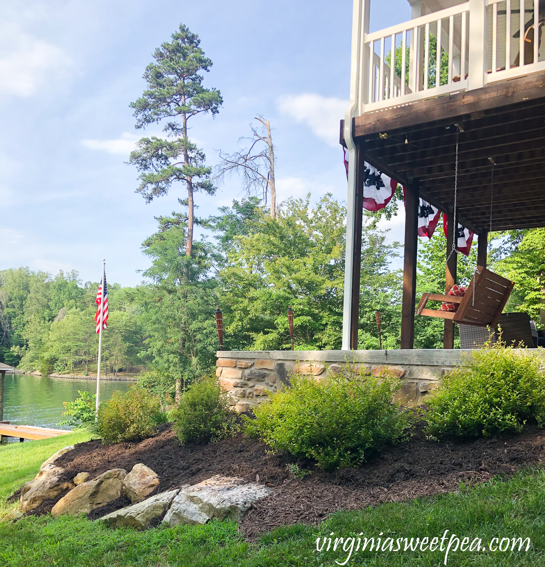 Deck and Patio lake view at Smith Mountain Lake, Virginia house