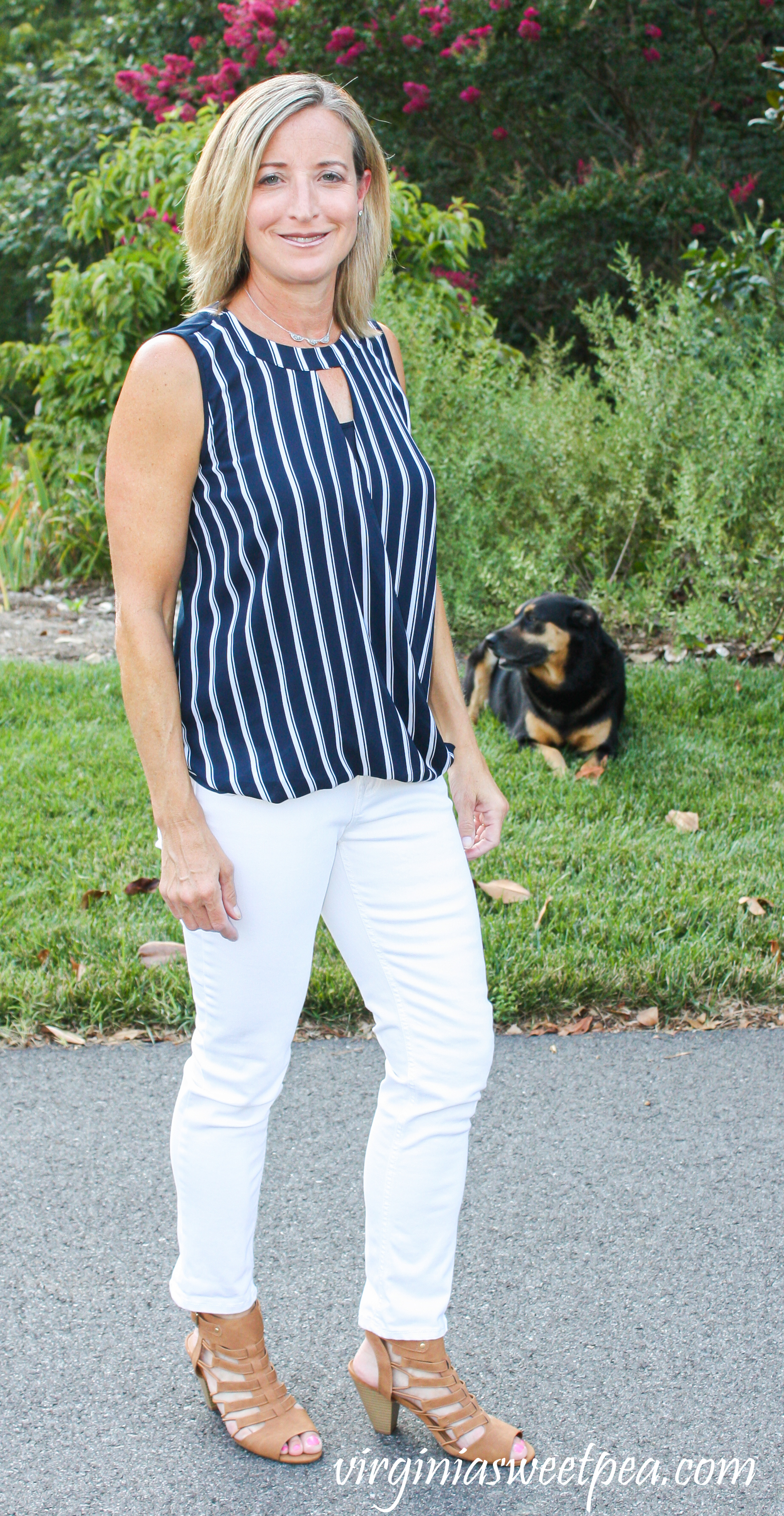 Stitch Fix Review for August 2019 - 41 Hawthorn Clearwater Mixed Material Blouse