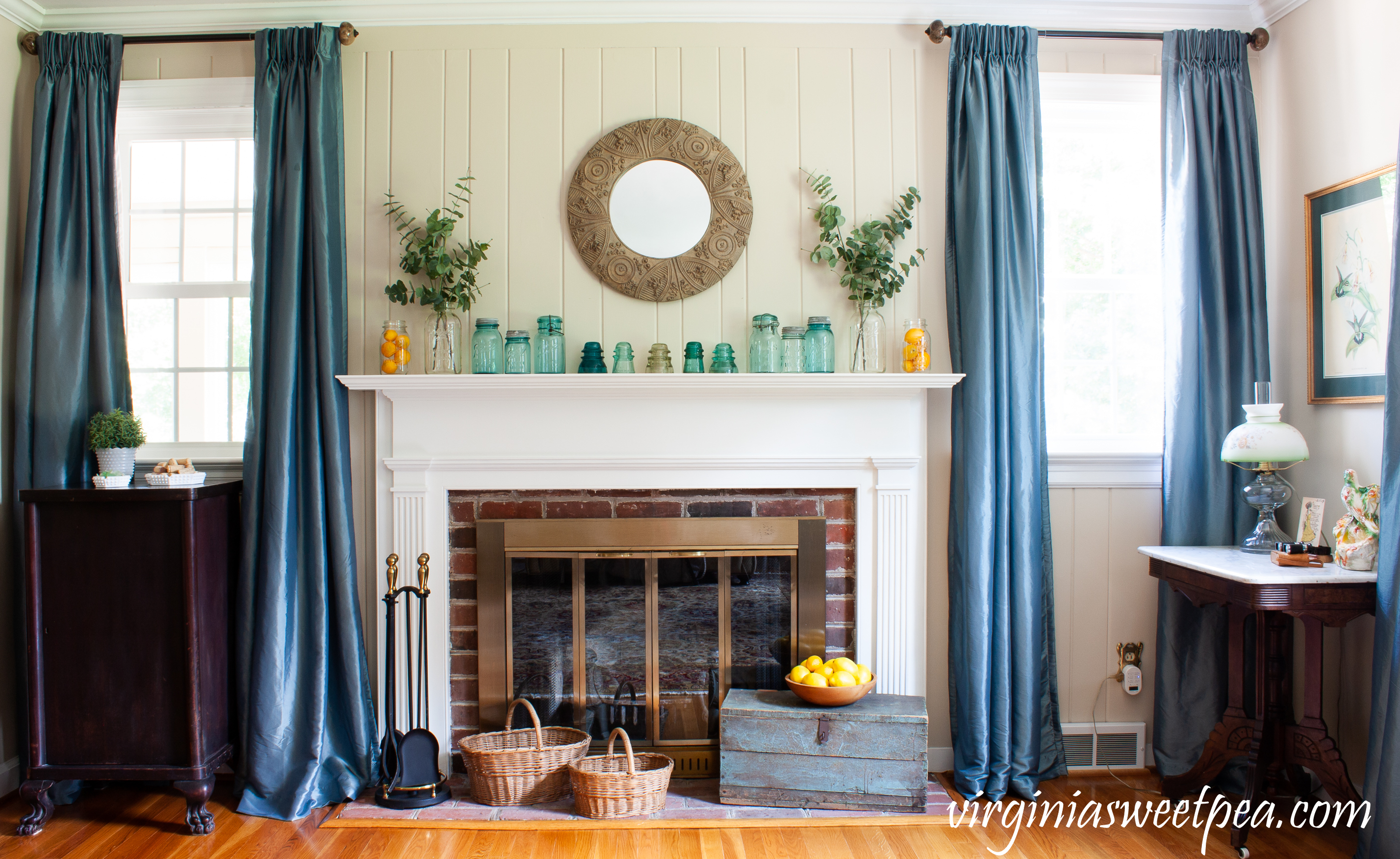 Summer decorations in a formal living room.