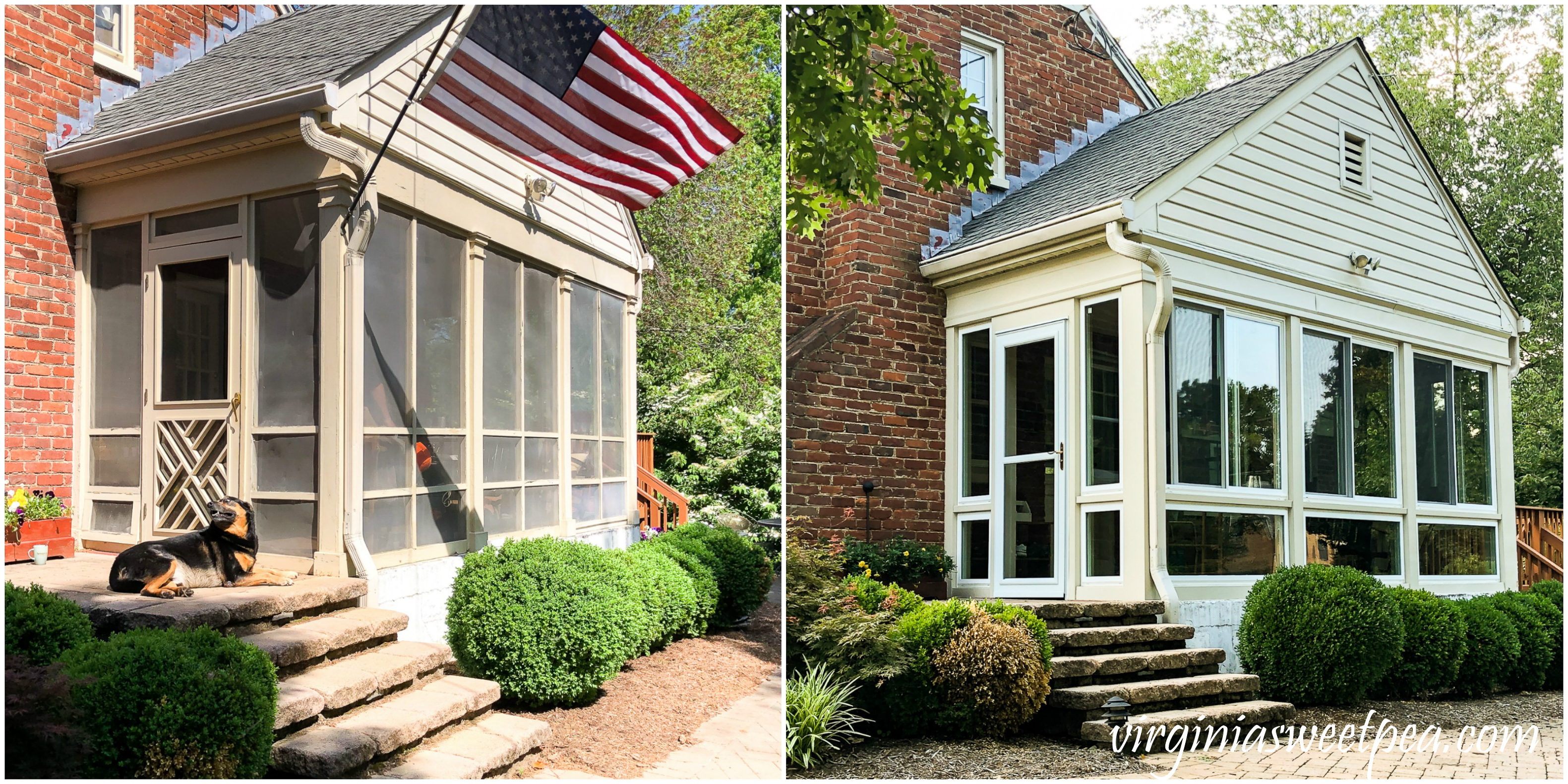 Converting a screened porch to a sunroom with windows that open and close