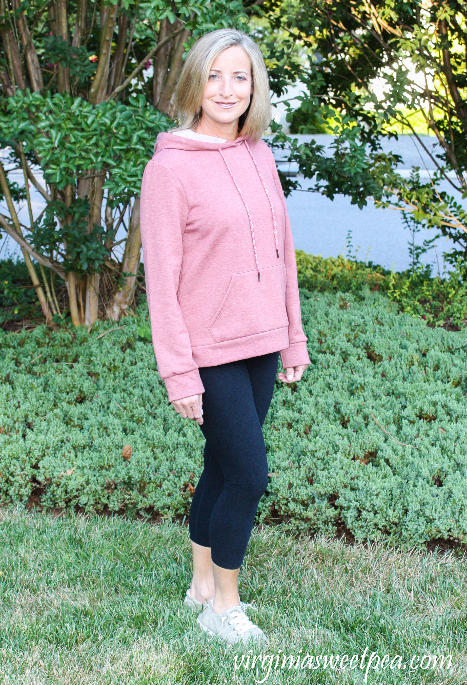 Stitch Fix Colette Tao Hooded Knit Top and Beyond Yoga Harlow Space-Dye Capri Leggings