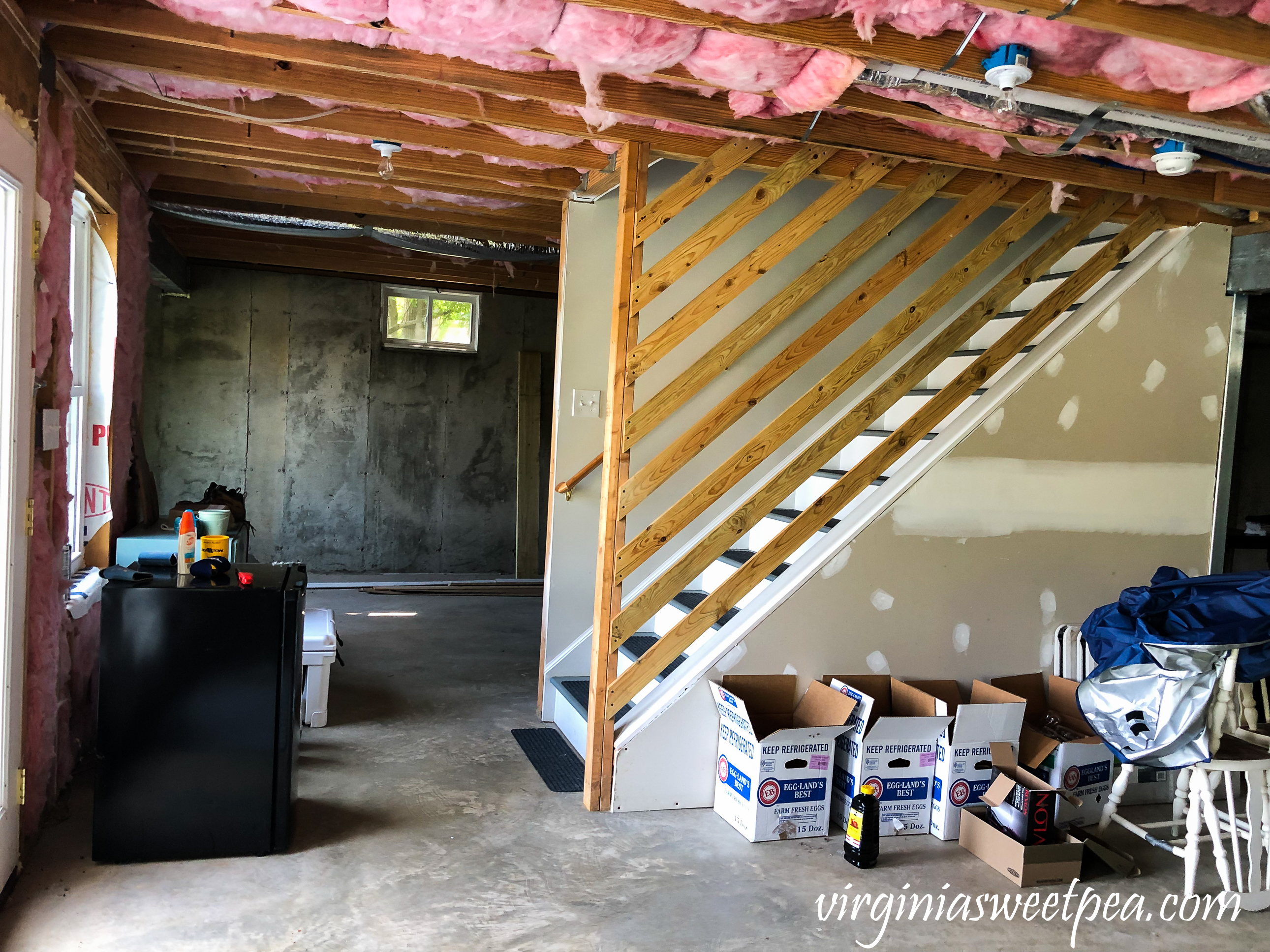 Unfinished basement at Smith Mountain Lake, VA