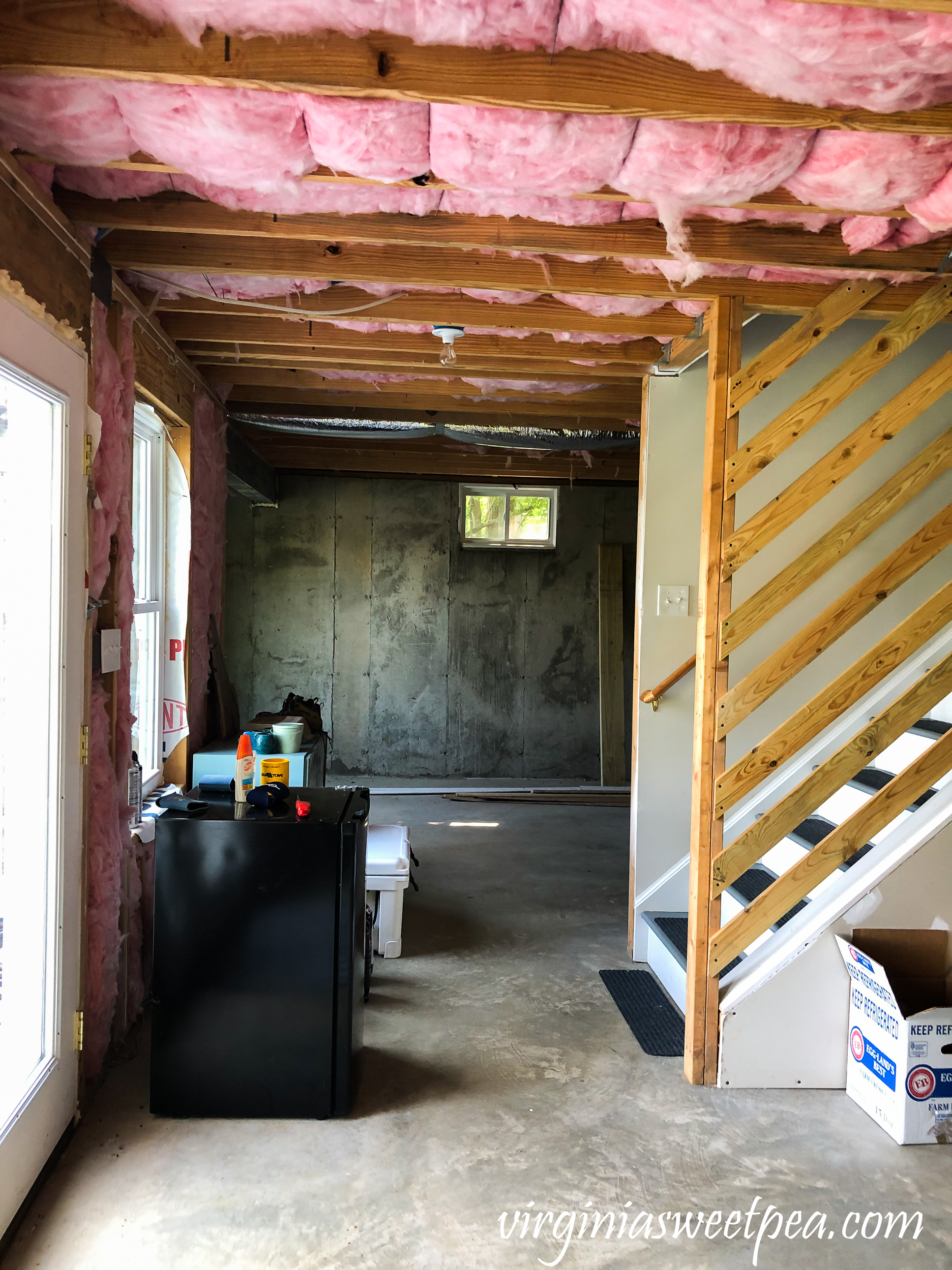 Unfinished basement at Smith Mountain Lake, VA